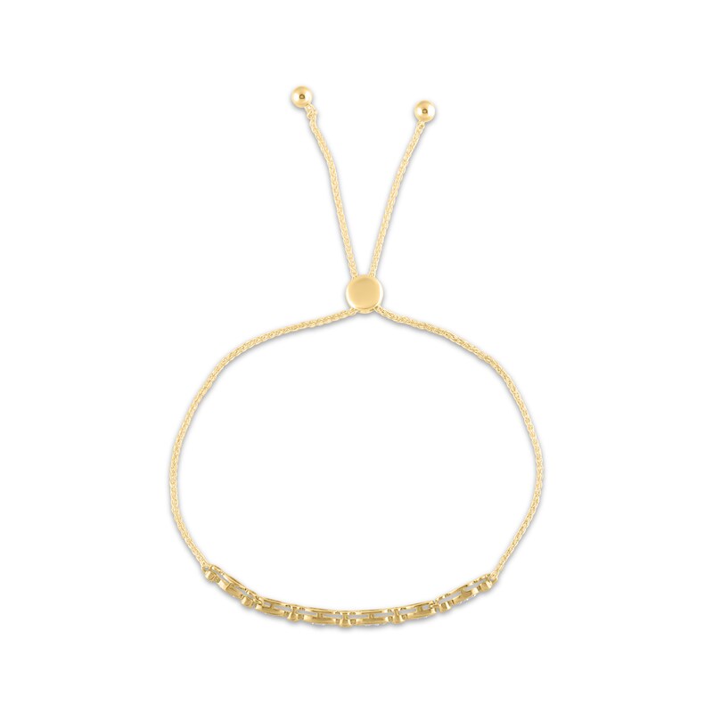 Diamond Marquise & Round Link Bolo Bracelet 1/4 ct tw 10K Yellow Gold