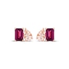 Thumbnail Image 1 of Toi et Moi Emerald-Cut Rhodolite Garnet & Pear-Shaped Morganite Earrings 10K Rose Gold