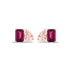 Thumbnail Image 2 of Toi et Moi Emerald-Cut Rhodolite Garnet & Pear-Shaped Morganite Earrings 10K Rose Gold