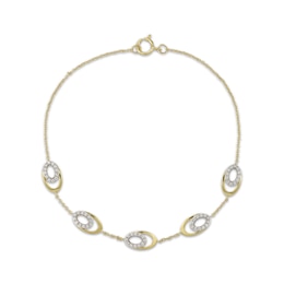 Diamond Oval Link Chain Bracelet 1/3 ct tw 10K Yellow Gold 7.5"