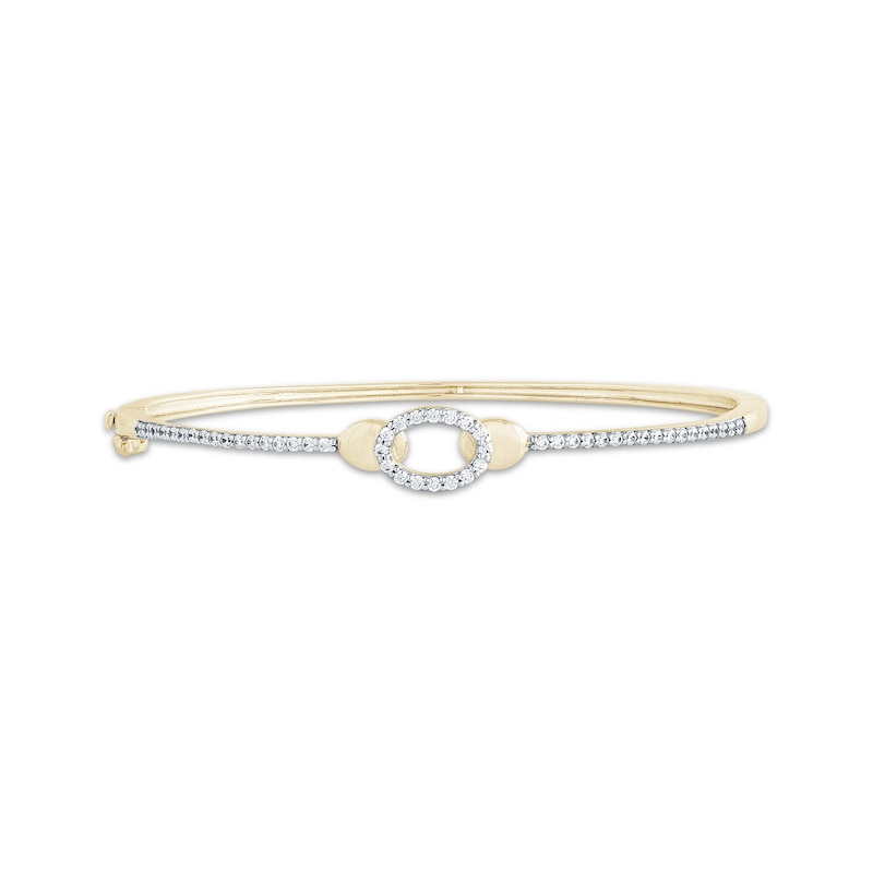 Main Image 1 of Diamond Ovals Bangle Bracelet 1/2 ct tw 10K Yellow Gold