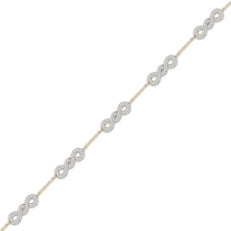 Main Image 2 of Diamond Twist Link Chain Bracelet 1/2 ct tw 10K Yellow Gold 7.5&quot;