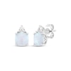 Thumbnail Image 0 of Cushion-Cut Lab-Created Opal & White Lab-Created Sapphire Stud Earrings Sterling Silver