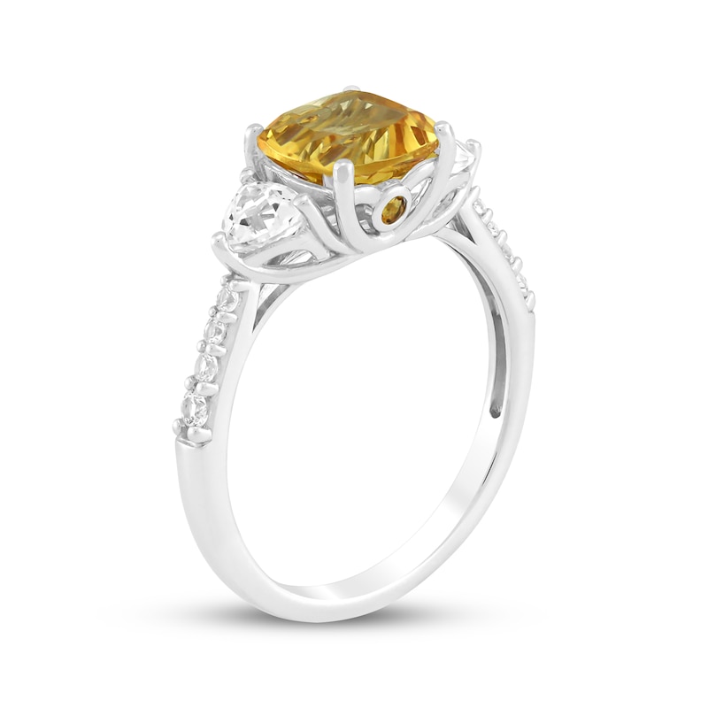 Cushion-Cut Citrine & White Lab-Created Sapphire Ring Sterling Silver