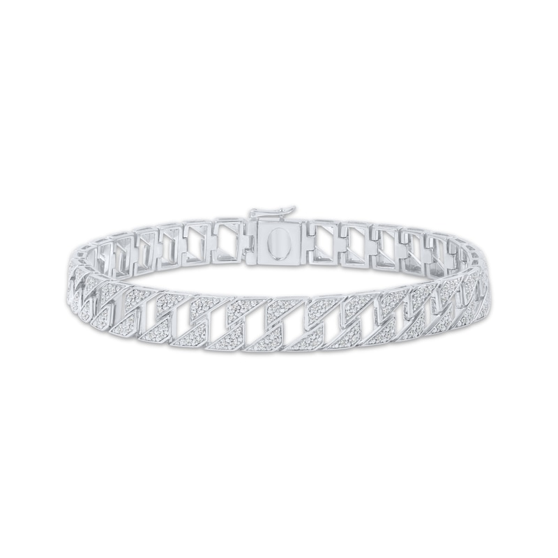 Men's Diamond Curb Chain Bracelet 1 ct tw Sterling Silver 8.5