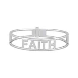 Diamond "Faith" Bangle Bracelet 1/3 ct tw Sterling Silver