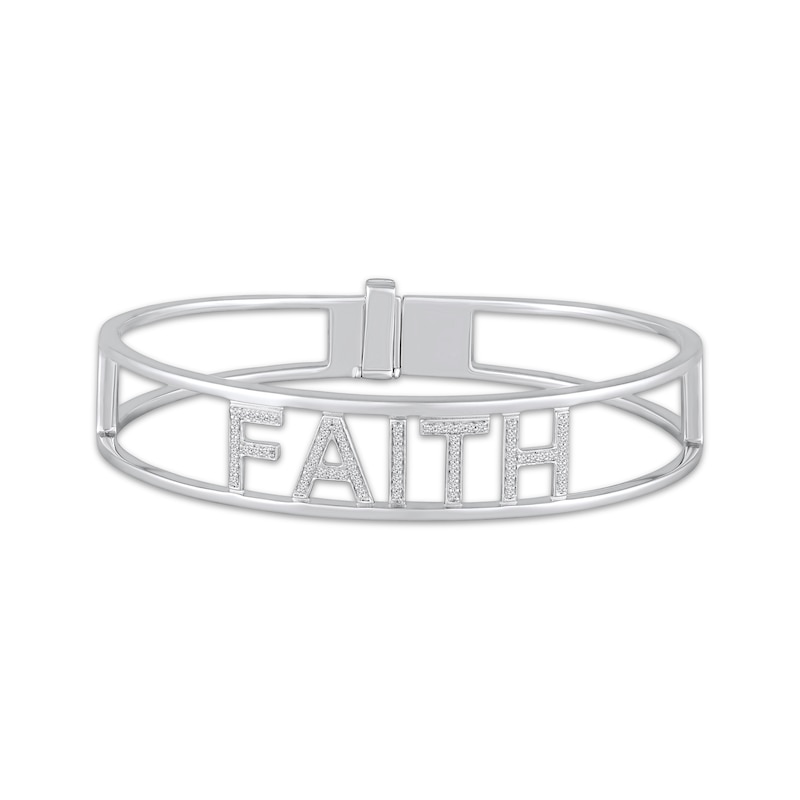 Main Image 1 of Diamond &quot;Faith&quot; Bangle Bracelet 1/3 ct tw Sterling Silver