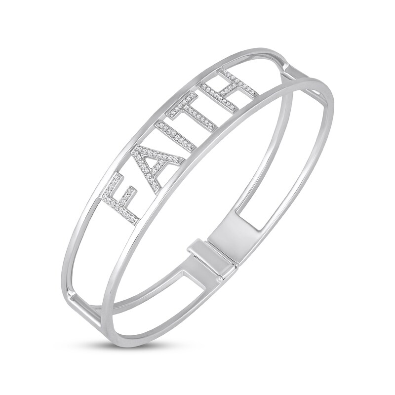 Main Image 2 of Diamond &quot;Faith&quot; Bangle Bracelet 1/3 ct tw Sterling Silver