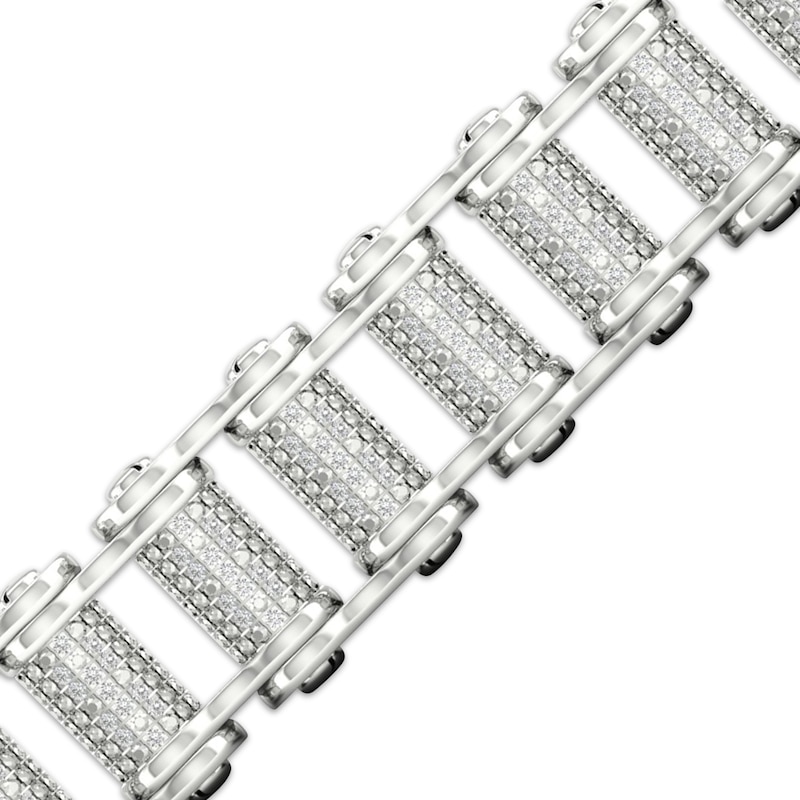 Men's Diamond Bicycle Chain Bracelet 1 ct tw Sterling Silver 8.5"