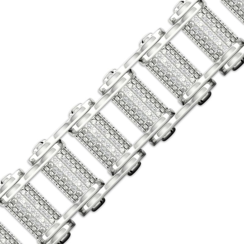 Main Image 2 of Men's Diamond Bicycle Chain Bracelet 1 ct tw Sterling Silver 8.5&quot;