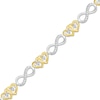 Thumbnail Image 2 of Diamond Hearts & Infinity Link Bracelet 1/10 ct tw Sterling Silver & 10K Yellow Gold 7.25&quot;