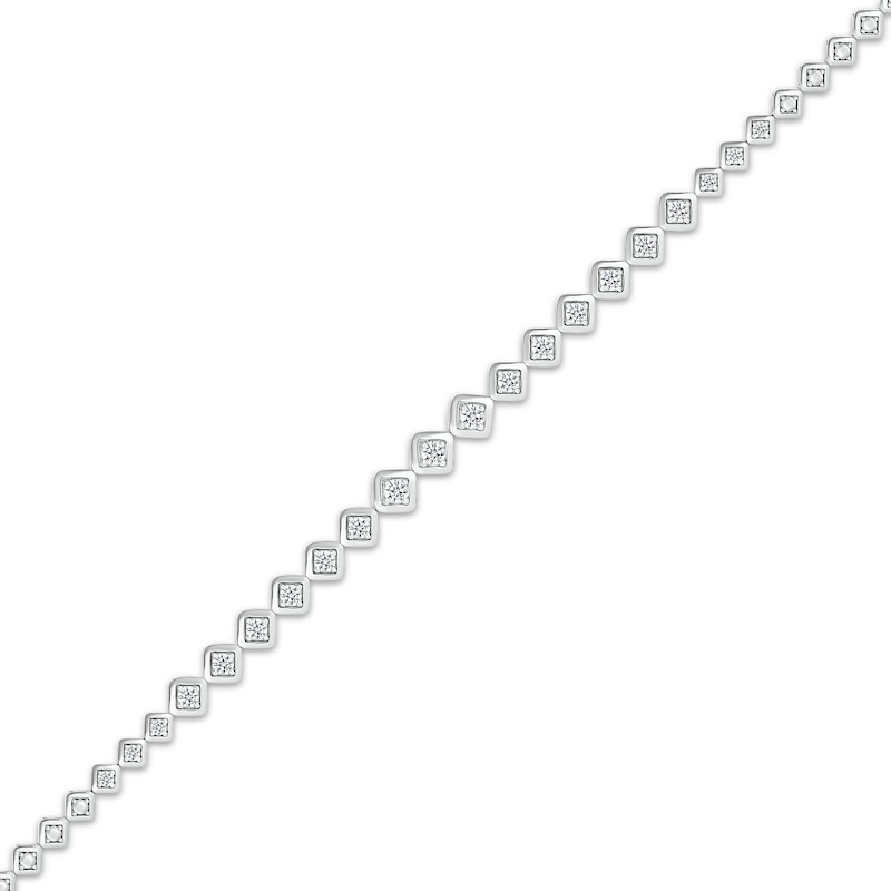 Main Image 2 of Diamond Square Link Tennis Bracelet 1/2 ct tw Sterling Silver 7.25&quot;