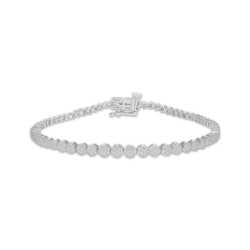 Main Image 1 of Multi-Diamond Circle Link Bracelet 1/2 ct tw Sterling Silver 7.25&quot;