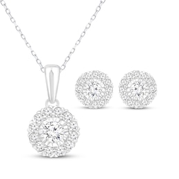 KAY Lab-Grown Diamonds Necklace & Stud Earrings Set 1-1/2 ct tw 10K White Gold