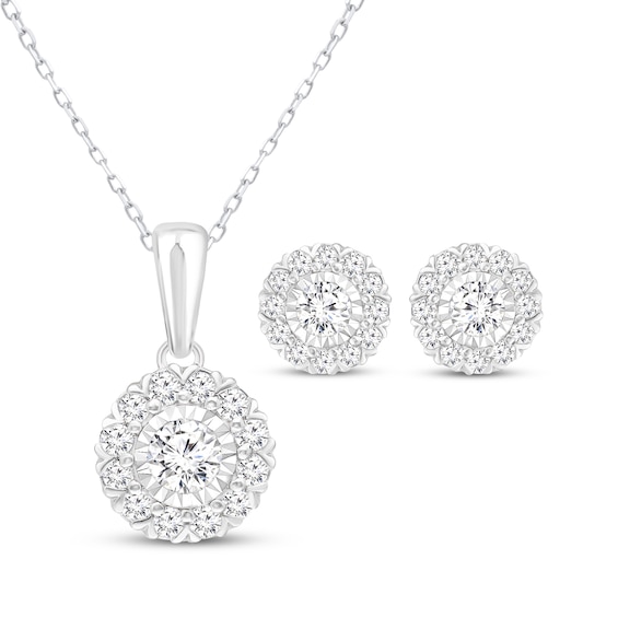 KAY Lab-Grown Diamonds Necklace & Stud Earrings Set 1-1/2 ct tw 10K White Gold