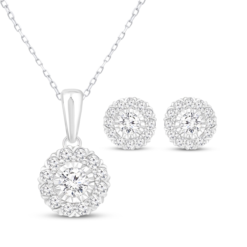 Main Image 1 of KAY Lab-Grown Diamonds Necklace & Stud Earrings Set 1-1/2 ct tw 10K White Gold
