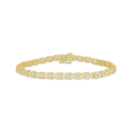 Diamond "XO" Bracelet 1/2 ct tw 10K Yellow Gold 7"