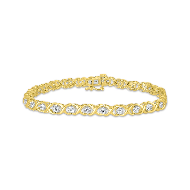 Main Image 1 of Diamond &quot;XO&quot; Bracelet 1 ct tw 10K Yellow Gold 7&quot;