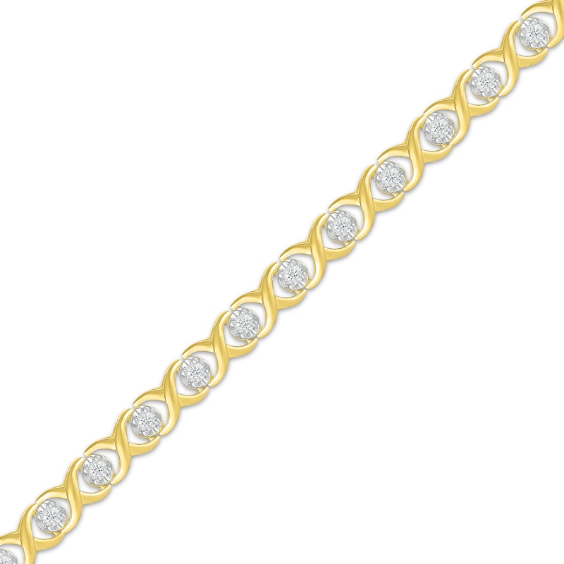 Main Image 2 of Diamond &quot;XO&quot; Bracelet 1 ct tw 10K Yellow Gold 7&quot;