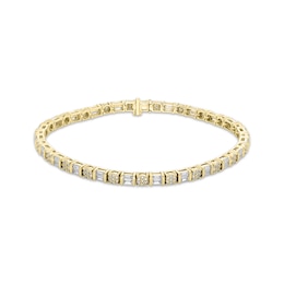 Baguette & Round-Cut Multi-Diamond Bracelet 2 ct tw 10K Yellow Gold 7"