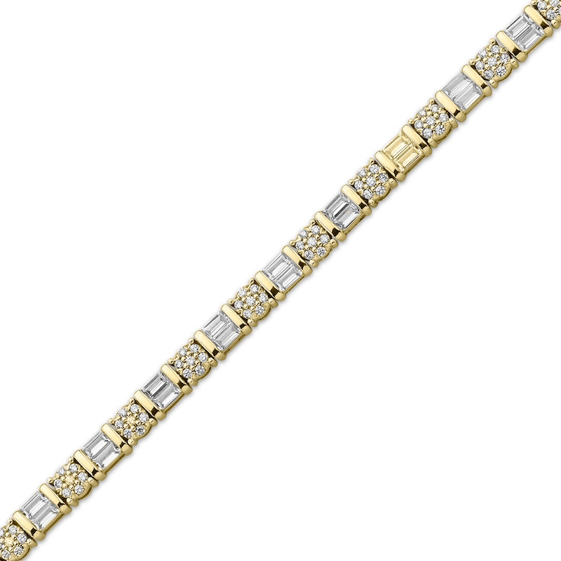 Main Image 2 of Baguette & Round-Cut Multi-Diamond Bracelet 2 ct tw 10K Yellow Gold 7&quot;