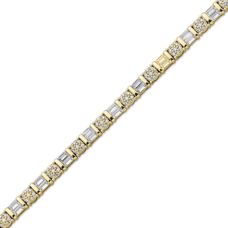 Baguette & Round-Cut Multi-Diamond Bracelet 2 ct tw 10K Yellow Gold 7"