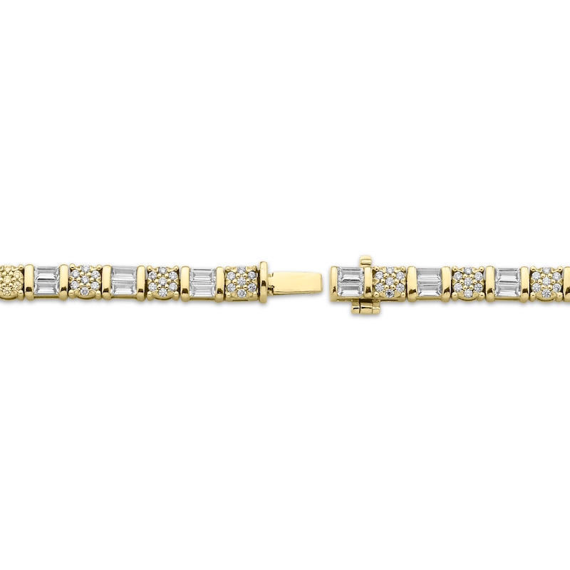 Main Image 3 of Baguette & Round-Cut Multi-Diamond Bracelet 2 ct tw 10K Yellow Gold 7&quot;