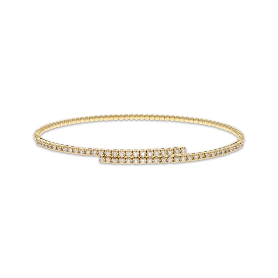 Diamond Flex Bypass Bangle Bracelet 1/2 ct tw 10K Yellow Gold