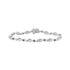 Thumbnail Image 0 of Blue & White Diamond Station Link Bracelet 1/4 ct tw Sterling Silver 7.25"