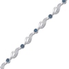 Thumbnail Image 1 of Blue & White Diamond Station Link Bracelet 1/4 ct tw Sterling Silver 7.25"