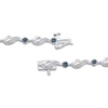 Thumbnail Image 2 of Blue & White Diamond Station Link Bracelet 1/4 ct tw Sterling Silver 7.25"