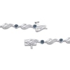 Thumbnail Image 3 of Blue & White Diamond Station Link Bracelet 1/4 ct tw Sterling Silver 7.25&quot;