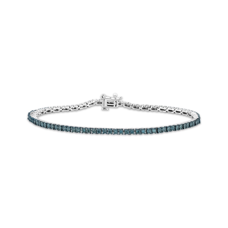 Main Image 1 of Blue Diamond Tennis Bracelet 1/2 ct tw Sterling Silver 7.25&quot;