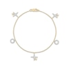 Thumbnail Image 1 of Diamond XO Dangle Bracelet 1/4 ct tw 10K Yellow Gold 7&quot;