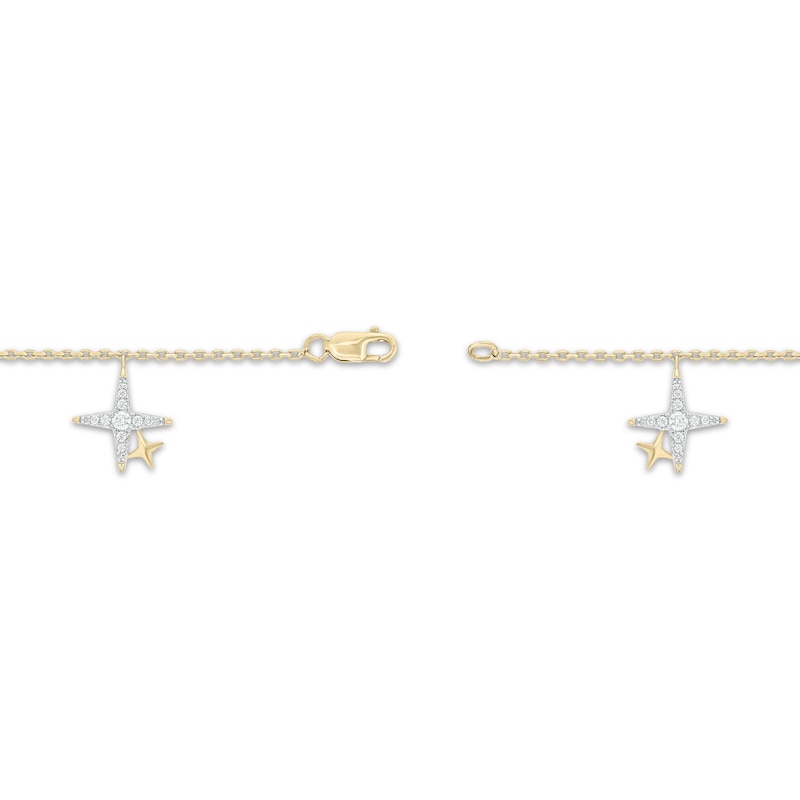 Main Image 3 of Diamond XO Dangle Bracelet 1/4 ct tw 10K Yellow Gold 7&quot;