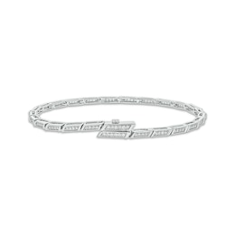 Diamond Link Bracelet with Magnetic Clasp 1/2 ct tw 10K White Gold 7"