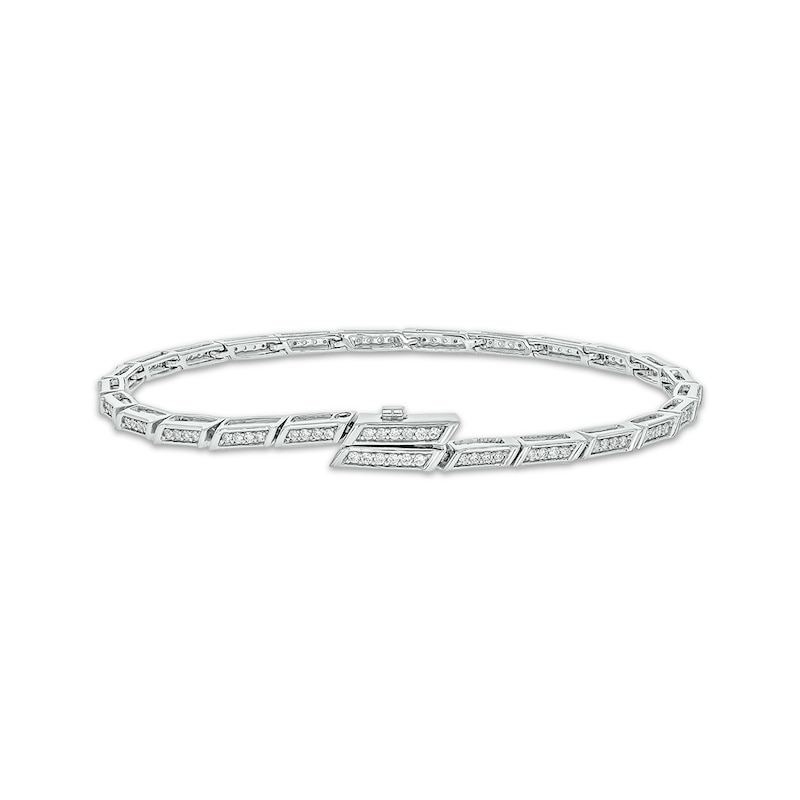 Main Image 1 of Diamond Link Bracelet with Magnetic Clasp 1/2 ct tw 10K White Gold 7&quot;