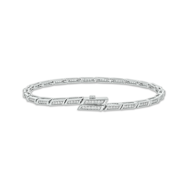 Diamond Link Bracelet with Magnetic Clasp 1/2 ct tw 10K White Gold 7"