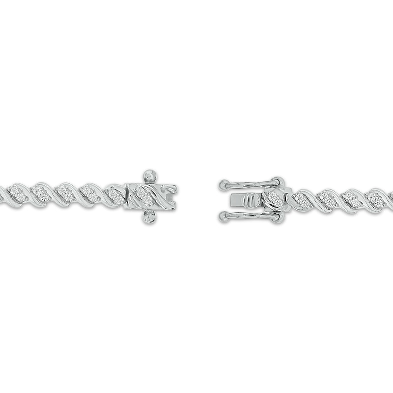 Diamond Stacked S-Link Bracelet 3/4 ct tw Sterling Silver 7"