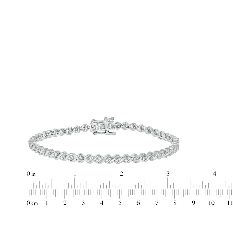 Main Image 4 of Diamond Stacked S-Link Bracelet 3/4 ct tw Sterling Silver 7&quot;