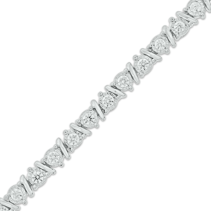 Diamond Link & Bar Bracelet 1 ct tw 10K White Gold 7"