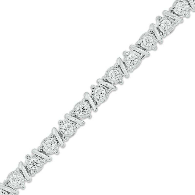 Diamond Link & Bar Bracelet 1 ct tw 10K White Gold 7"