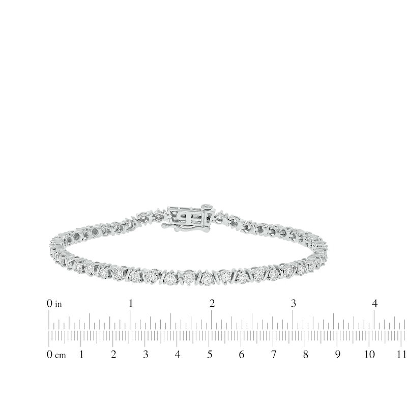 Diamond Link & Bar Bracelet 1 ct tw 10K White Gold 7"