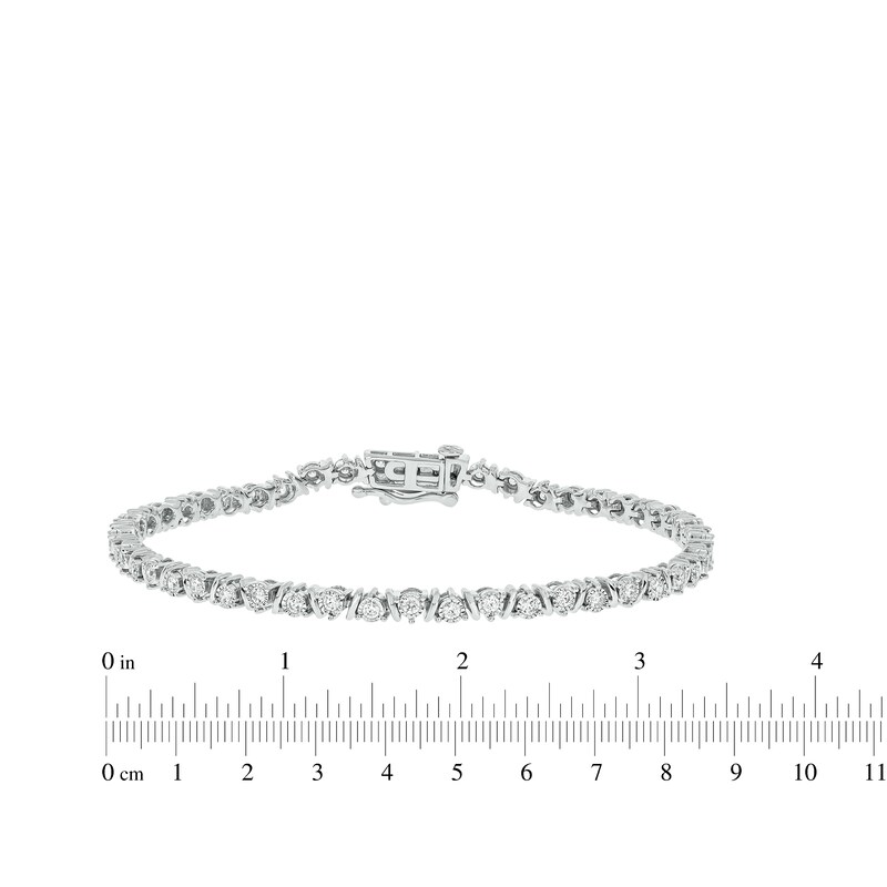 Diamond Link & Bar Bracelet 1 ct tw 10K White Gold 7"