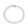 Thumbnail Image 0 of Baguette & Round-Cut Diamond Mariner Chain Bracelet 1 ct tw 10K White Gold 7"