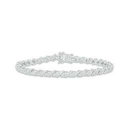 Multi-Diamond Marquise & S-Link Bracelet 1-1/2 ct tw Sterling Silver 7"