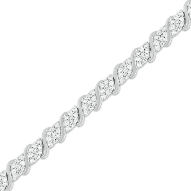 Multi-Diamond Marquise & S-Link Bracelet 1-1/2 ct tw Sterling Silver 7"