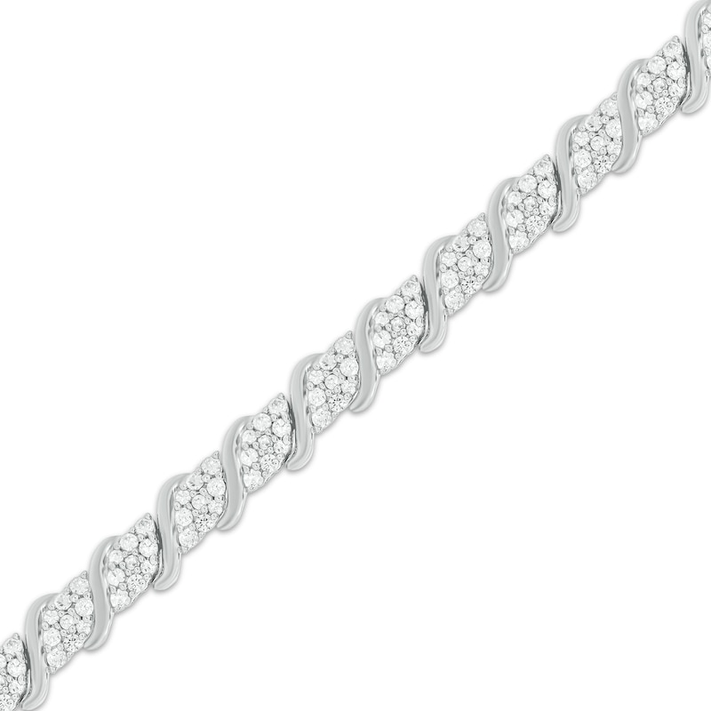 Main Image 2 of Multi-Diamond Marquise & S-Link Bracelet 1-1/2 ct tw Sterling Silver 7&quot;