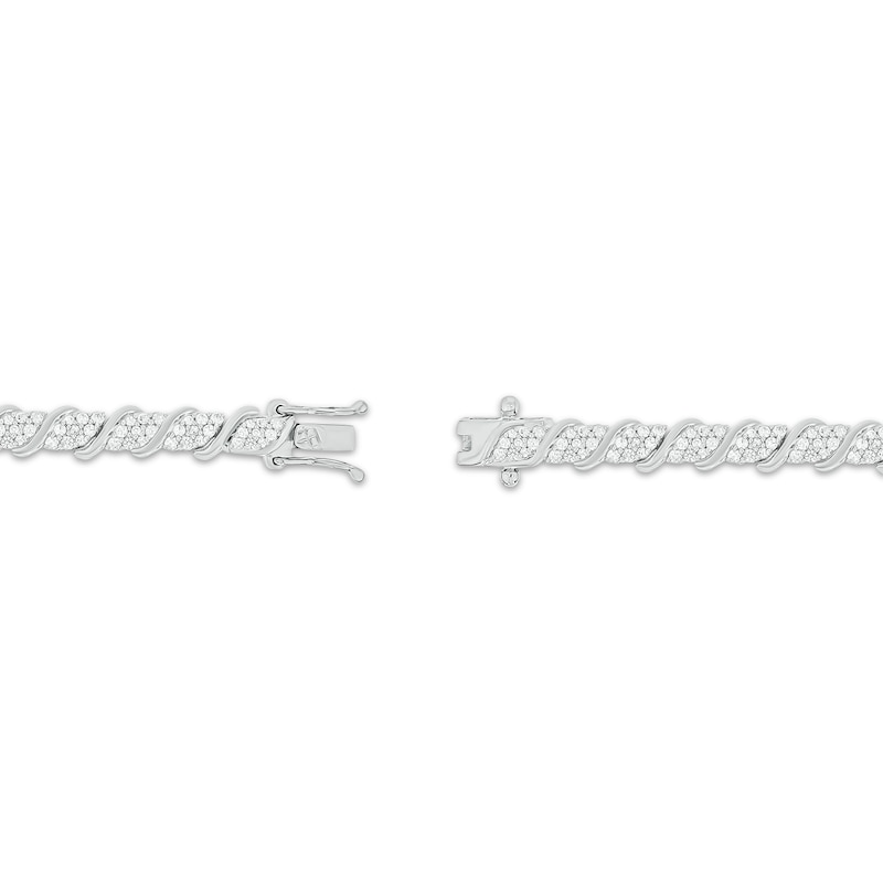 Multi-Diamond Marquise & S-Link Bracelet 1-1/2 ct tw Sterling Silver 7"