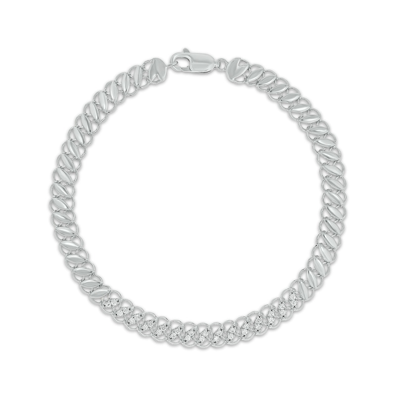 Diamond Vintage-Style Link Bracelet 1/4 ct tw 10K White Gold 7"